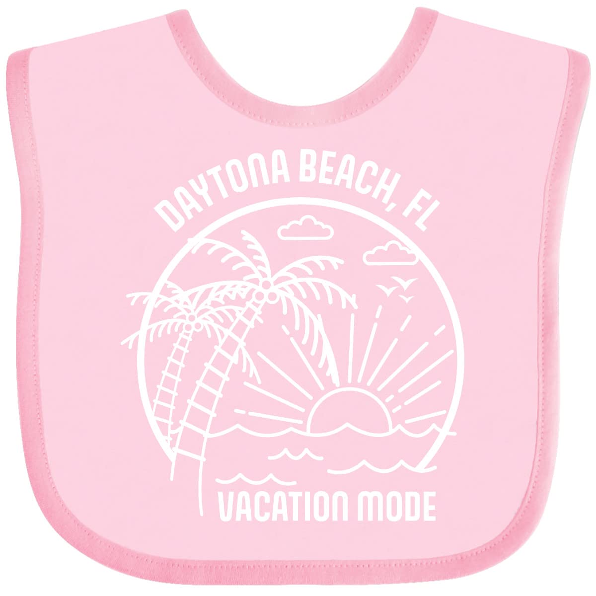 Inktastic Summer Vacation Mode Daytona Beach Florida Baby Bib - Cute & Soft Cotton Drool Bib for Infants & Toddlers - Perfect for Beach Trips, Travel & Everyday Use