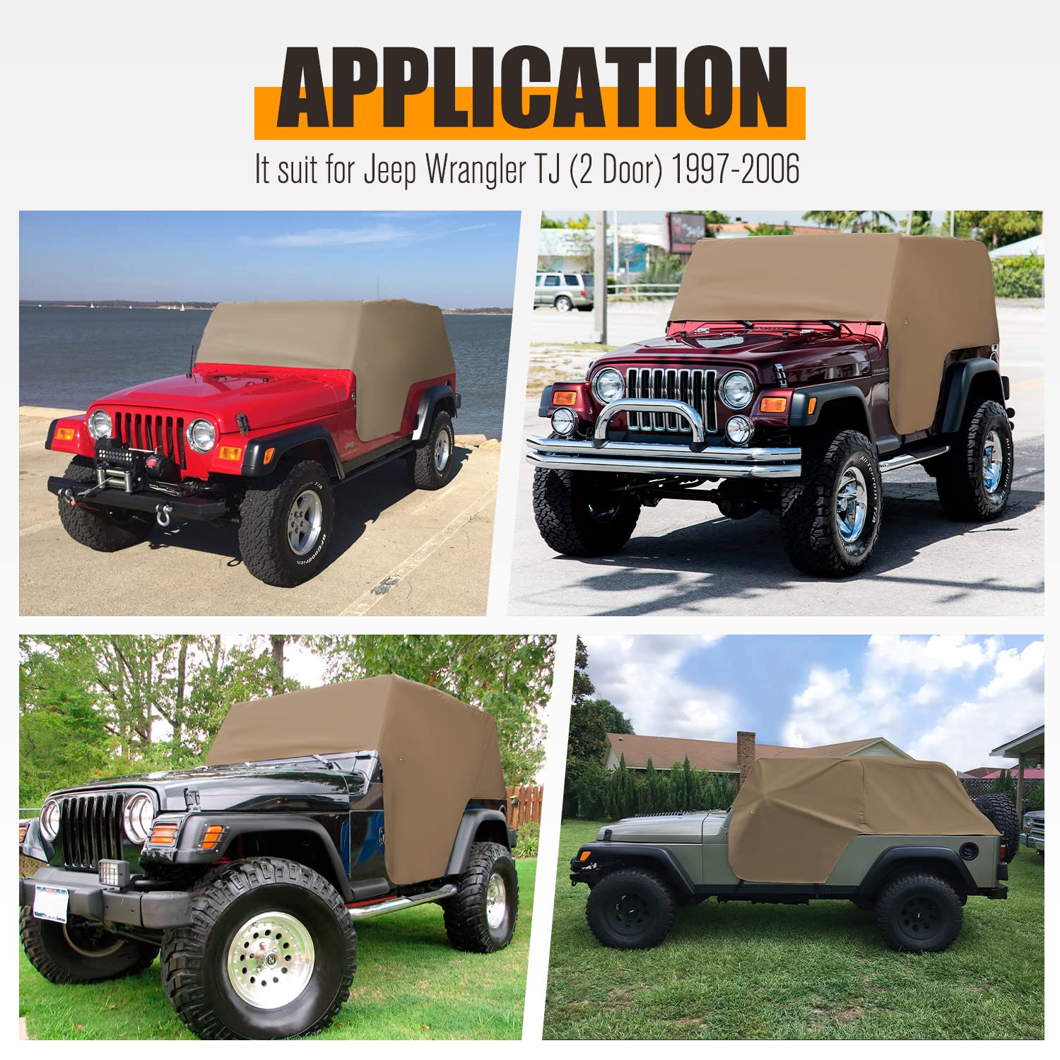 1997-2006 Jeep Wrangler TJ Waterproof PU Leather Cab Cover - Heavy Duty 10.45Lbs All-Weather Protection with UV Resistance | Perfect for Off-Road Adventures & Outdoor Parking