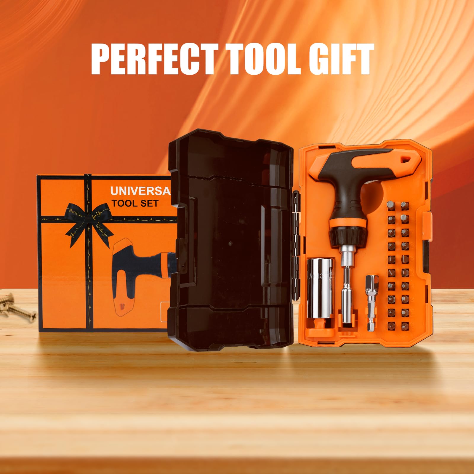 **Universal Ratcheting Socket Tool Set with Power Drill Adapter - 45-Piece T-Handle Screwdriver Kit for DIY, Home Repair & Automotive - Perfect Gift for Men, Dad, Boyfriend & Handyman (Christmas, Birthday, Stocking Stuffer)**    *(Use Cases: Ideal for home improvement projects, car repairs, furniture assembly, and general maintenance tasks.)*