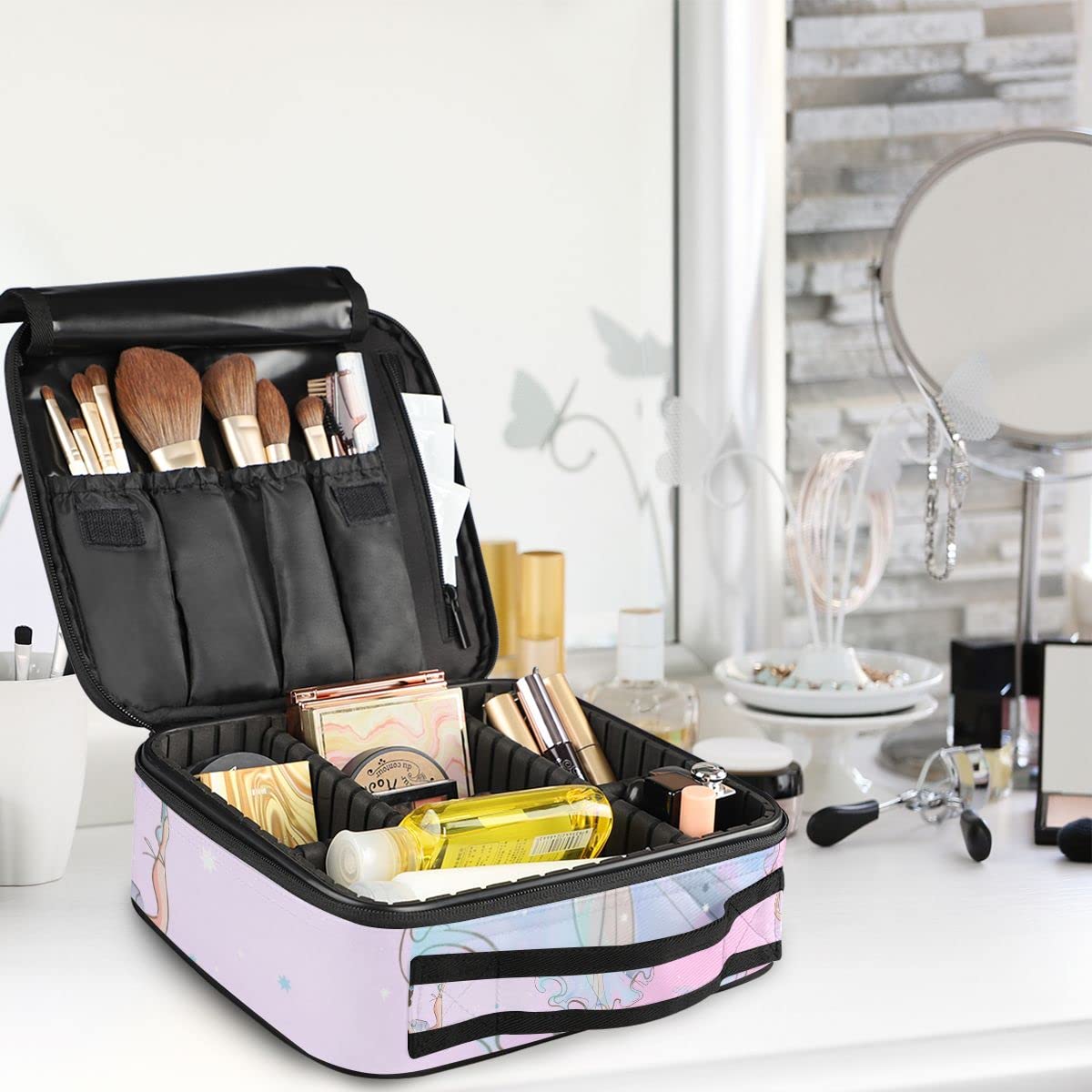 GAIREG Magic Seal Fantasy Symbols Travel Makeup Bag - Waterproof Train Case & Portable Cosmetic Organizer for Ballerinas & Princesses | Perfect for Travel, Dance Recitals & Gift Giving