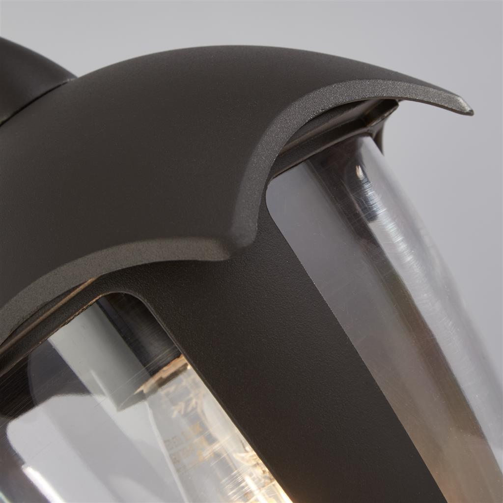 BLUEBELL OUTDOOR WALL LIGHT - Grey Metal & Clear Polycarbonate Sconce - Weatherproof Exterior Lighting for Porch, Patio, Garden & Entryway