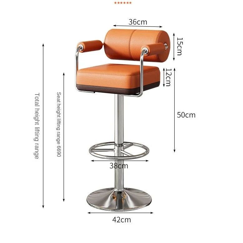 Modern Designer Bar Stool - Adjustable Height Kitchen Island Counter Chair with Backrest - Perfect for Dining, Entertaining & Home Decor