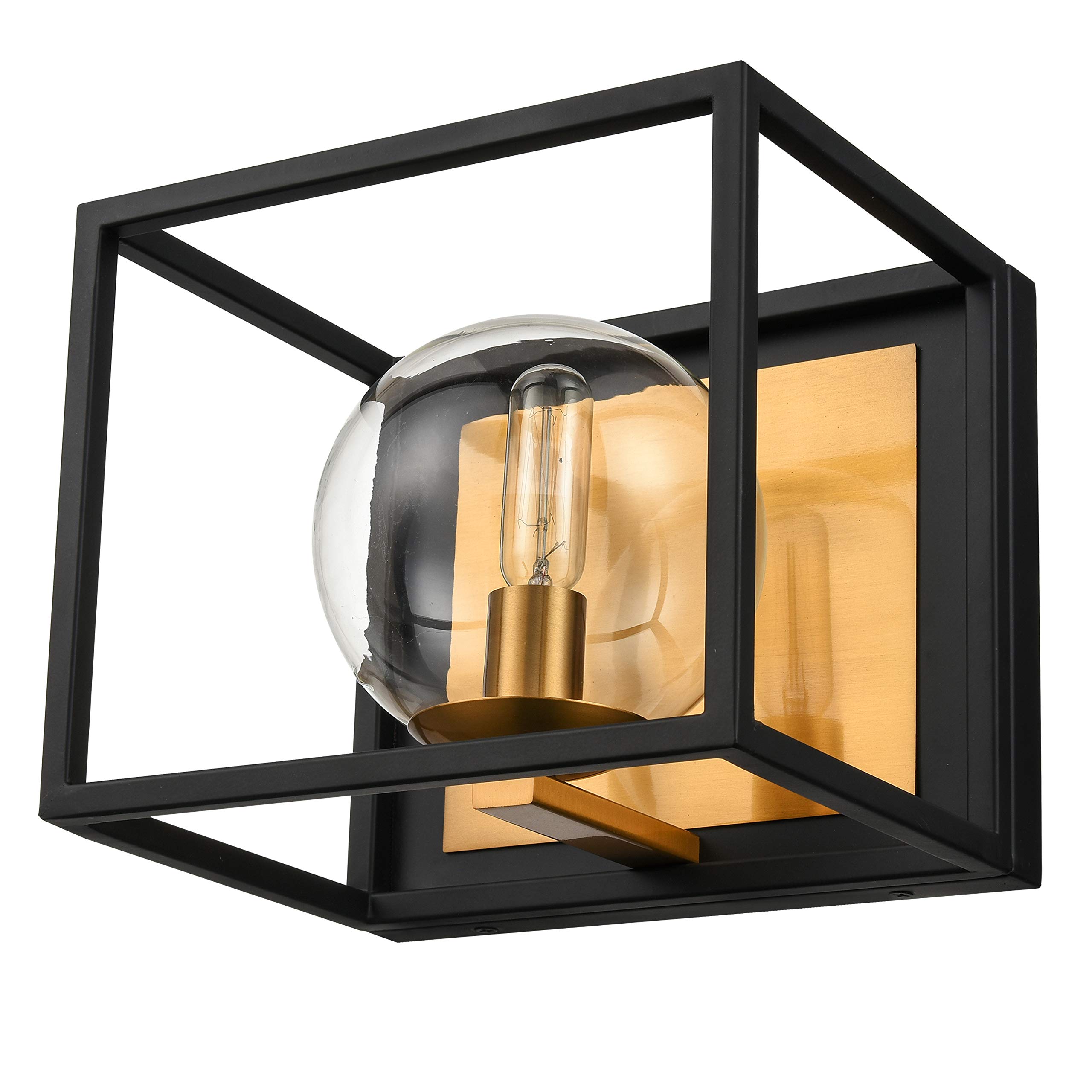 Light Society Vinn 1-Light Modern Vanity Light in Black & Brushed Brass - Perfect for Bathroom, Dressing Room & Bedroom Makeup Area Lighting