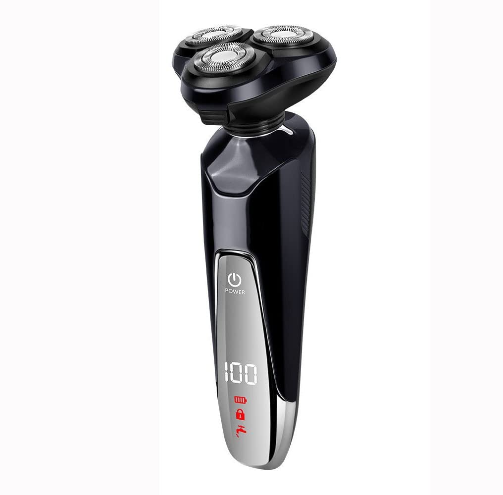 Best LED Electric Razor for Men - USB Rechargeable Wet/Dry Shaver - Men's Grooming Kit with Travel Case - Perfect for Home, Travel & Daily Shaving - Black