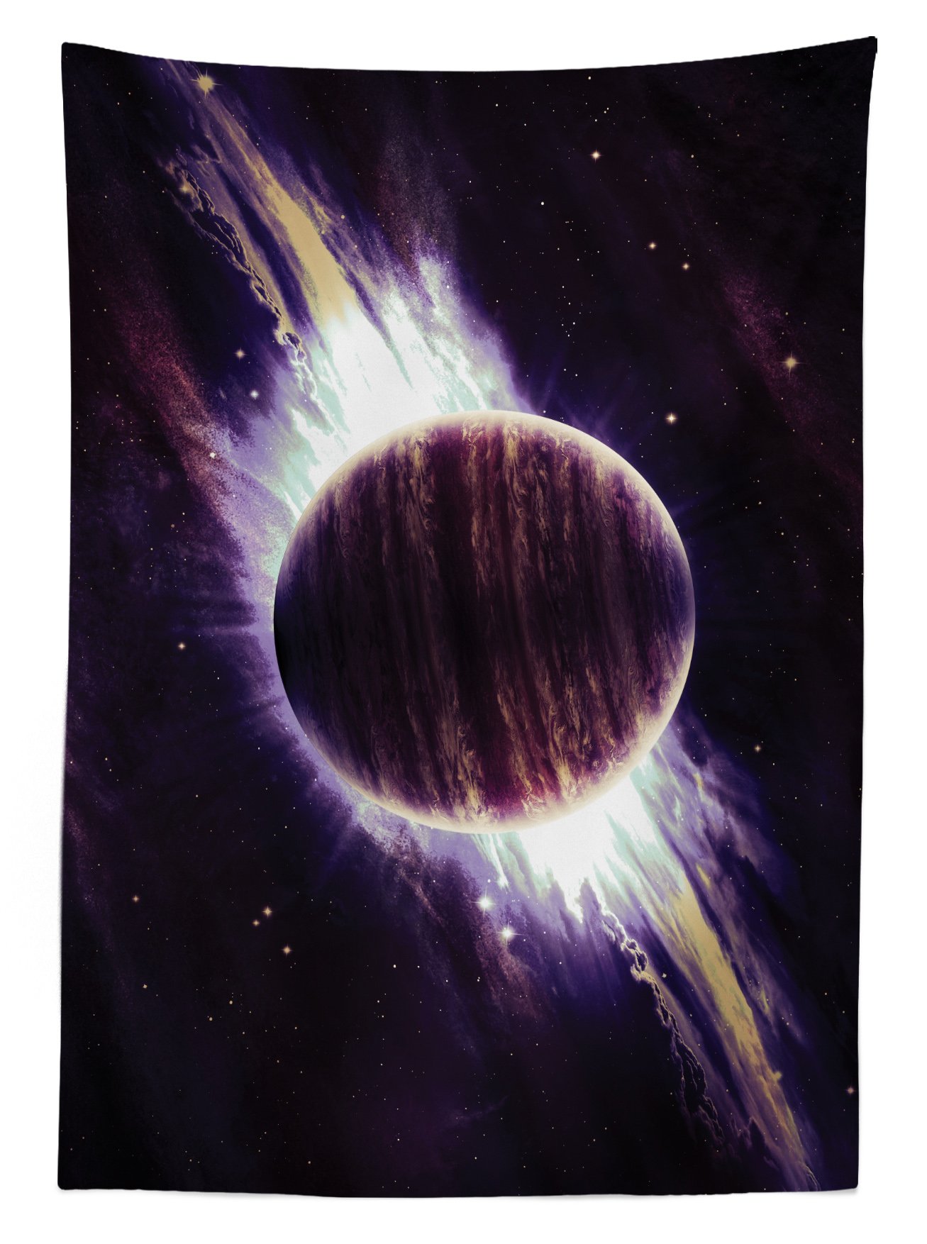 Ambesonne Galaxy Print Outdoor Tablecloth - Trippy Cosmic Planet Spiral Design, Celestial Fantasy Space Art, Washable Picnic Table Cover 58x104 Inches Purple - Perfect for Outdoor Parties, BBQs, and Stargazing Events