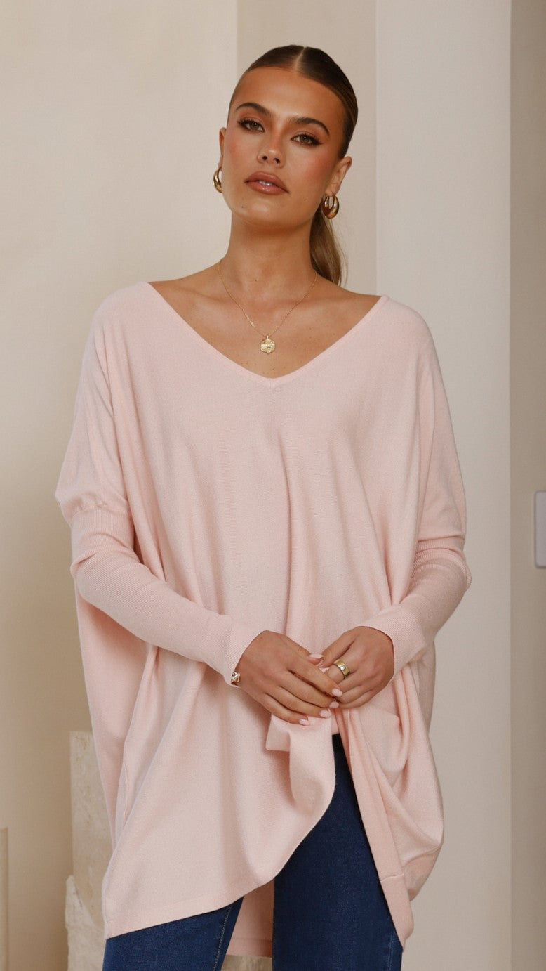 Amalia Knit Top for Women - Soft Blush Pink Casual T-Shirt | Perfect for Everyday Wear, Layering & Office Outfits