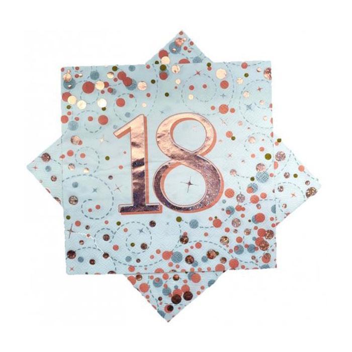 Sparkling Fizz Birthday Party Napkins - Elegant Rose Gold & White Paper Napkins for Wedding, Baby Shower & Anniversary Celebrations