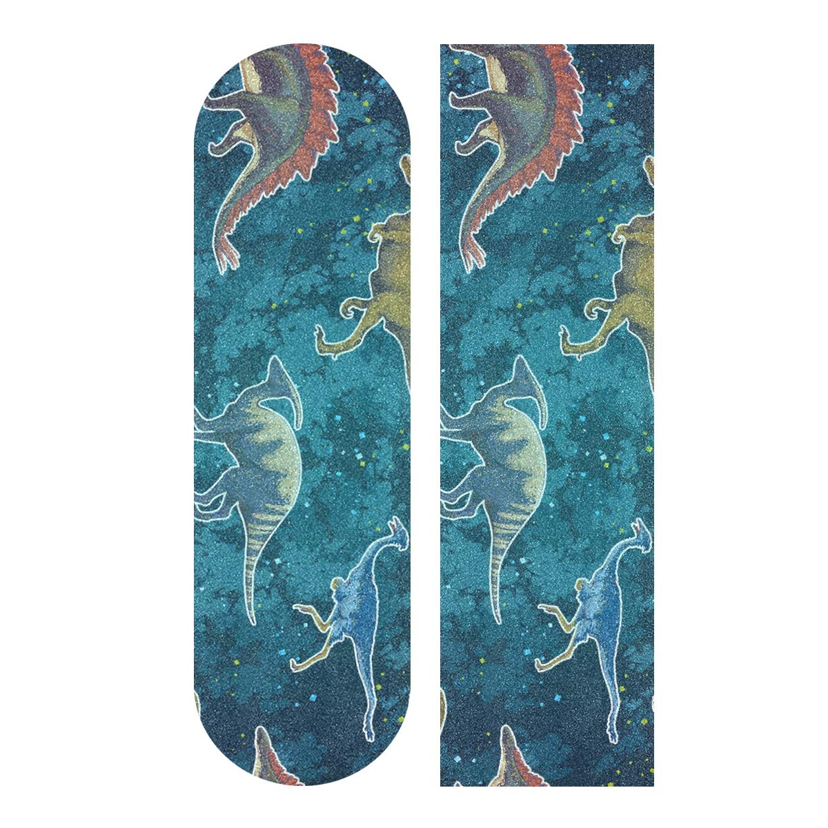 BECCI Cartoon Dinosaurs Skateboard Grip Tape - Non-Slip, Bubble-Free, Easy Adhere, Tear-Proof Sandpaper for Longboards & Skateboards, 9.1” x 33.1” - Perfect for Outdoor Skateboarding and Street Tricks