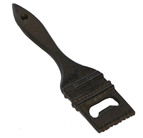 Picnic Plus Heavy Duty Antique Brown Cast Iron Bottle Opener - 6.25 Inch Rustic Wall Mount Beer Cap Remover for Home Bar, Kitchen & Outdoor BBQ Parties