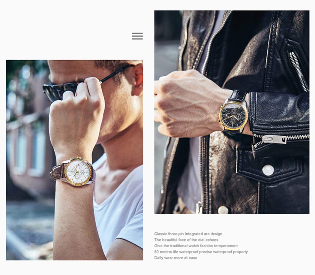 MASTOP Swiss Automatic Self-Winding Men's Watch - Stainless Steel Case with Genuine Brown Leather Band - Luxury Dress Watch for Business, Formal Occasions & Everyday Wear