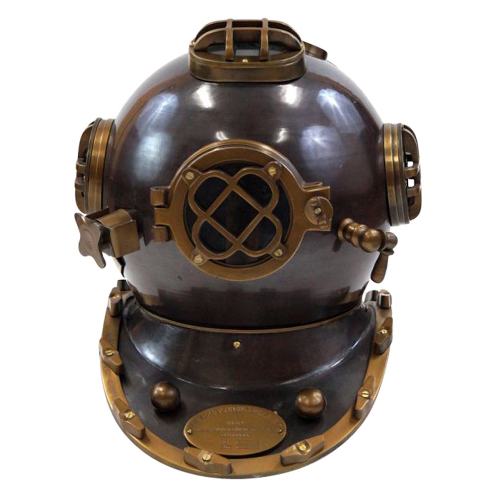 NauticalMart Aluminum Diving Helmet - Professional Mark V Dive Helmet for Scuba Diving, Underwater Exploration & Outdoor Camping Gear | Perfect for Marine Adventures, Shipwreck Diving & Underwater Photography