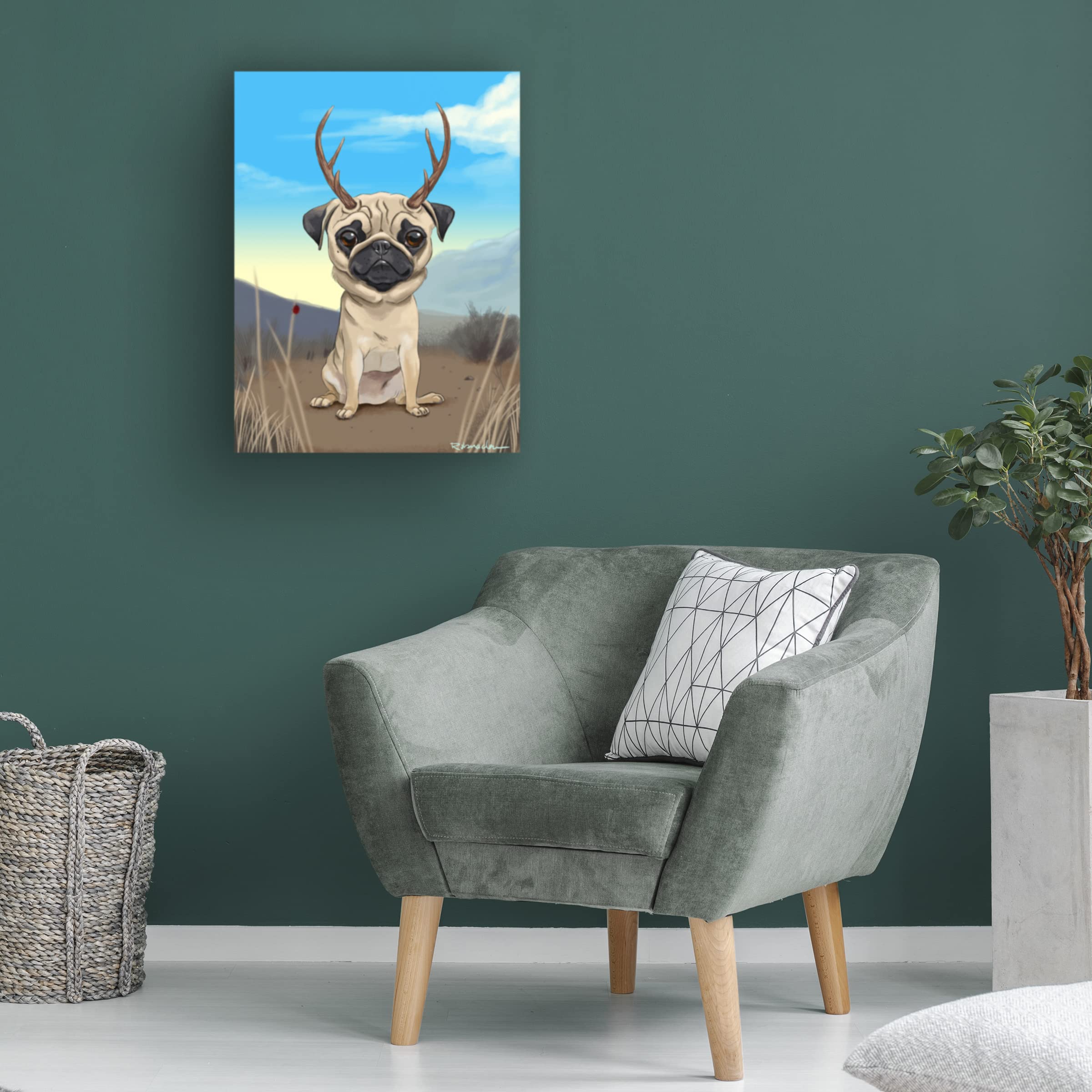 Brian Rubenacker 'Pugalope' Canvas Art Print - Whimsical Animal Wall Decor for Living Room, Bedroom & Office - Trademark Fine Art Collection