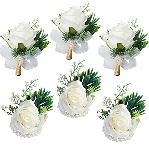 3 Boutonnieres & 3 Wrist Corsages