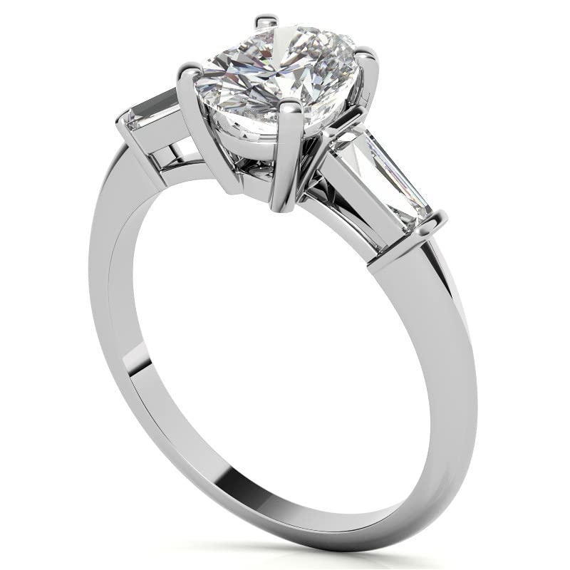 2 CT Oval Colorless Moissanite Engagement Ring Set for Women - Sterling Silver Wedding Bridal Ring Set with Solitaire Prong - Anniversary Promise Gift for Her - Perfect for Proposals, Weddings & Special Occasions