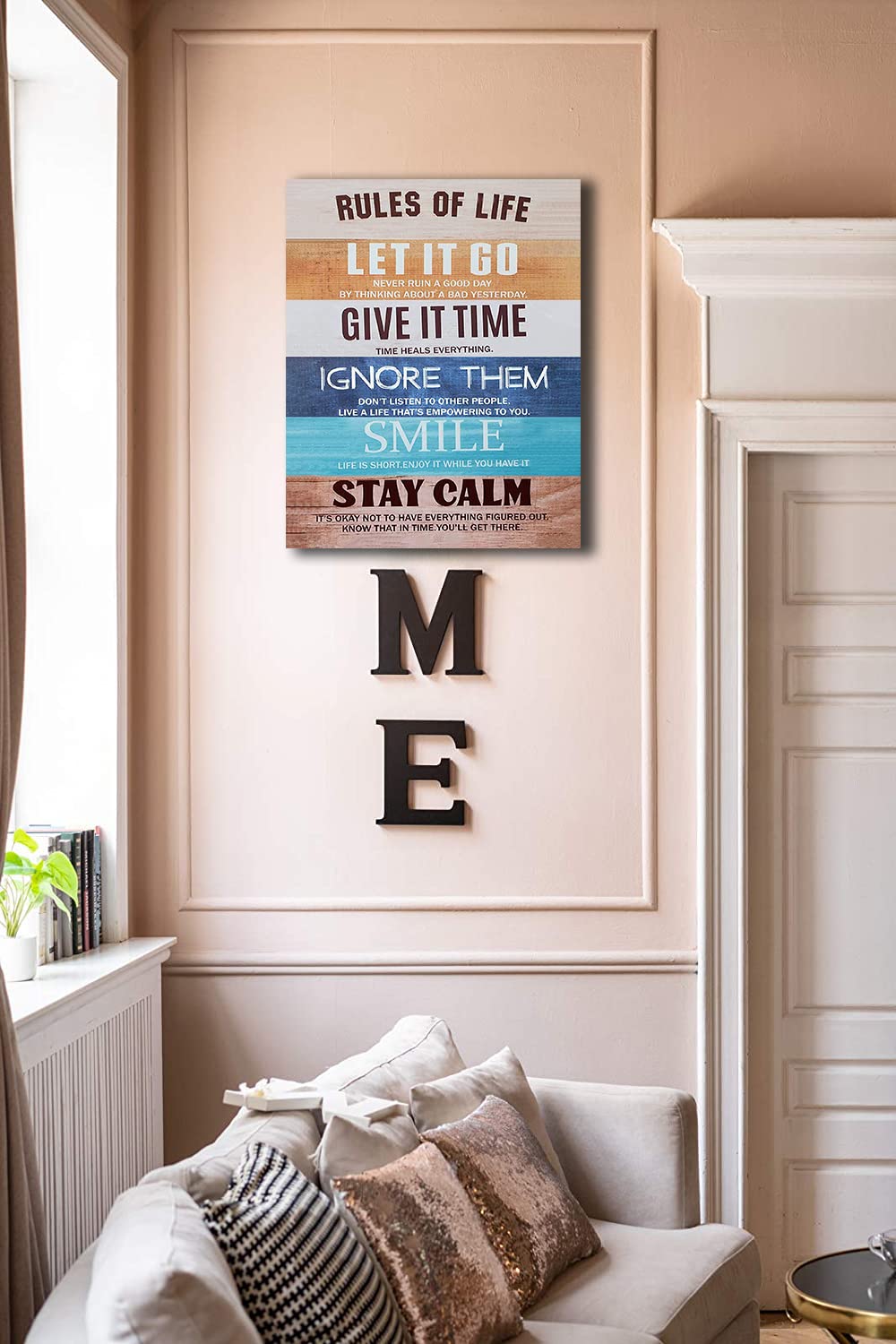 Sunwes Motivational Poster Canvas - Rules of Life Inspirational Wall Art for Office & Home Decor (8x10 Inches) | Perfect for Bedroom, Dorm Room & Workspace - Uplifting Gift Idea for Students & Professionals