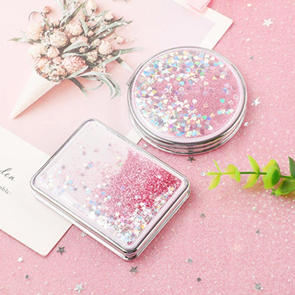 VMS INDIA Girls Handheld Compact Makeup Mirror with Magnifying Glass - Folding Vanity Round Mirror for Travel, Home & Professional Makeup Application
