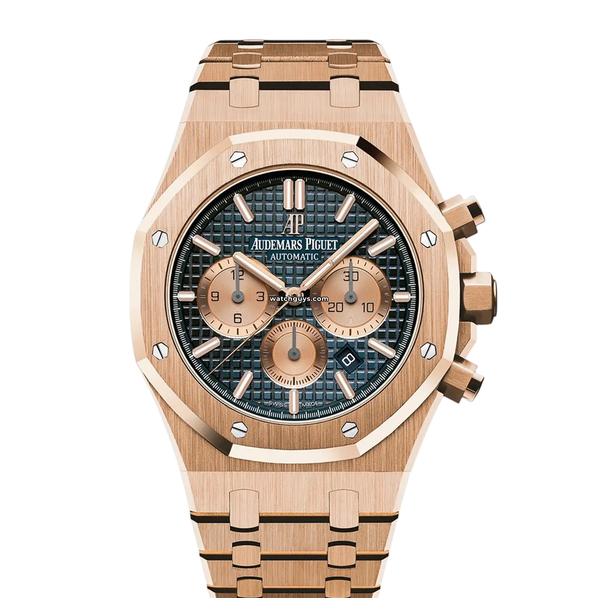 Audemars Piguet Royal Oak Selfwinding Chronograph 26331OR.OO.1220OR.01 Men's Luxury Watch - 18K Rose Gold Case, Silver Dial, Brown Leather Strap - Perfect for Business Meetings & Formal Events