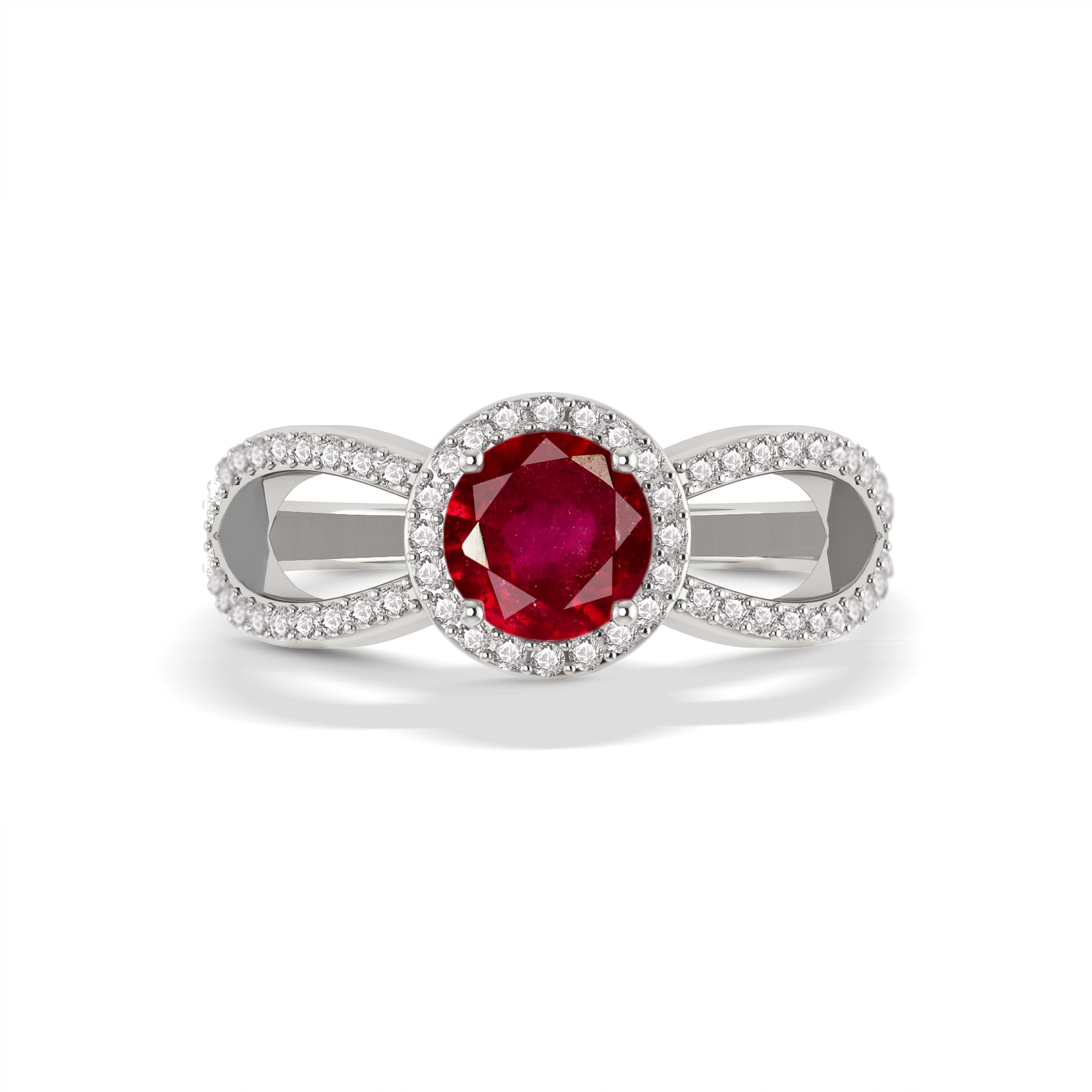 Natural Ruby 6MM Round Halo Engagement Ring for Women - 14K Gold Wedding Band, Anniversary Gift for Her - Perfect for Proposals, Valentine's Day & Special Occasions