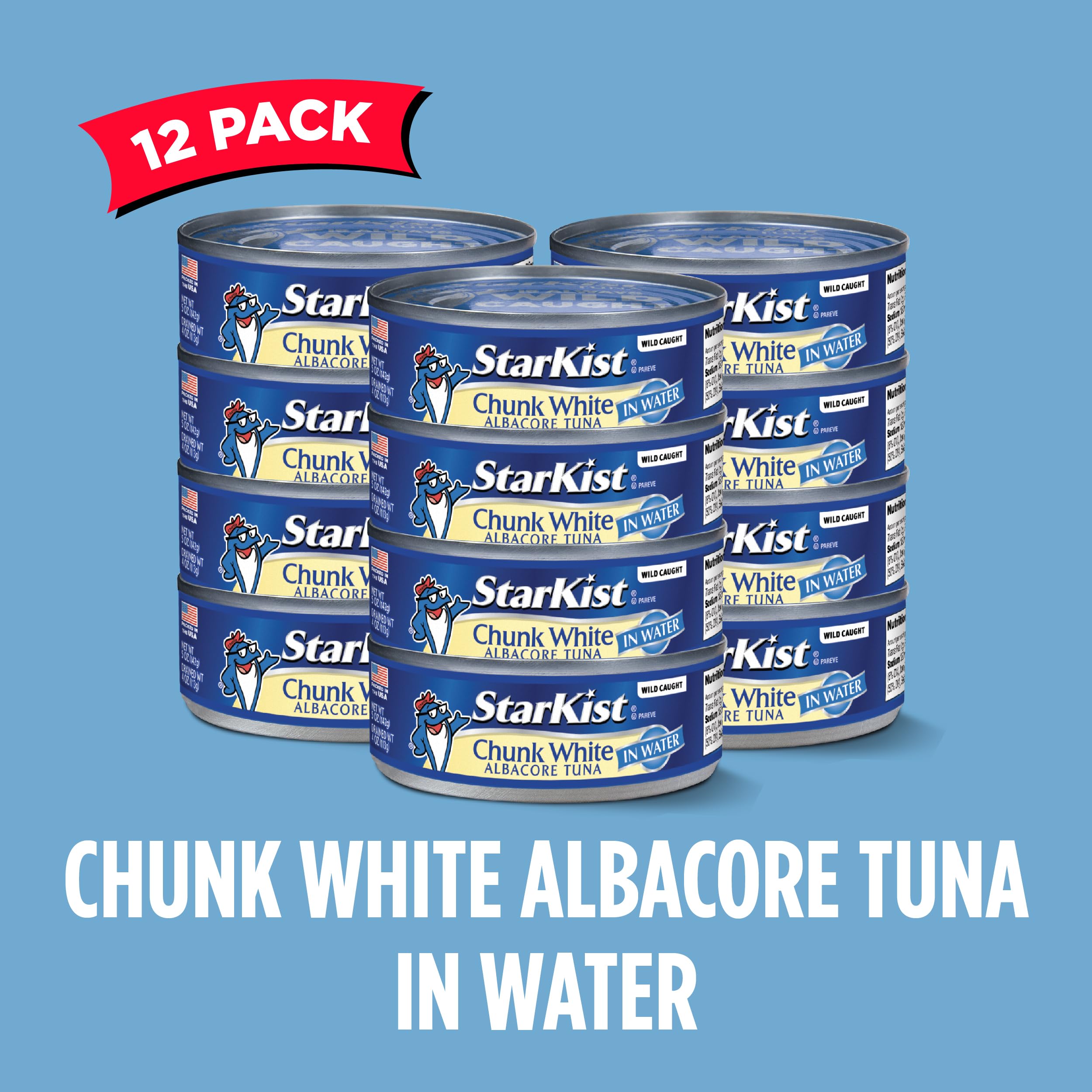 StarKist Chunk White Albacore Tuna in Water - 5 oz Cans (Pack of 12) | Wild Caught, High Protein, Low Mercury | Perfect for Salads, Sandwiches & Meal Prep
