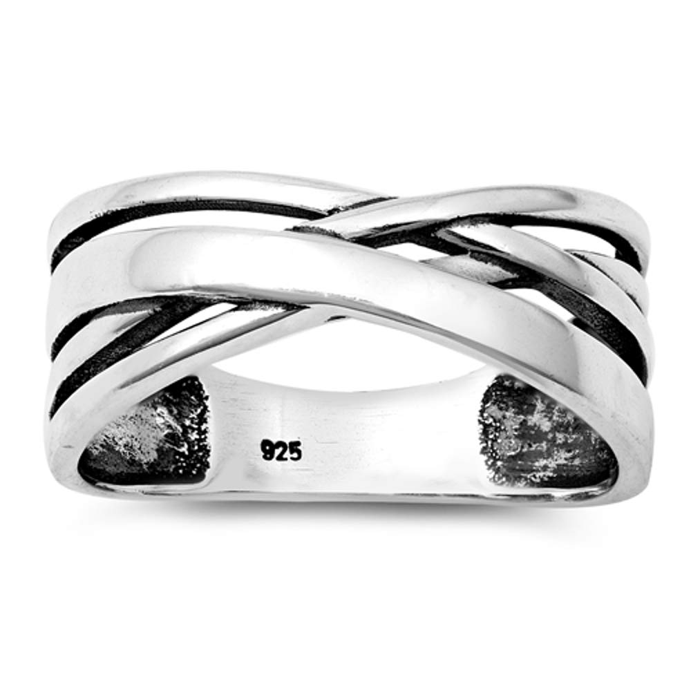 925 Sterling Silver Criss Cross Open Cut Puzzle Ring - Elegant Jewelry Box Included | Perfect for Gifts, Anniversaries & Special Occasions