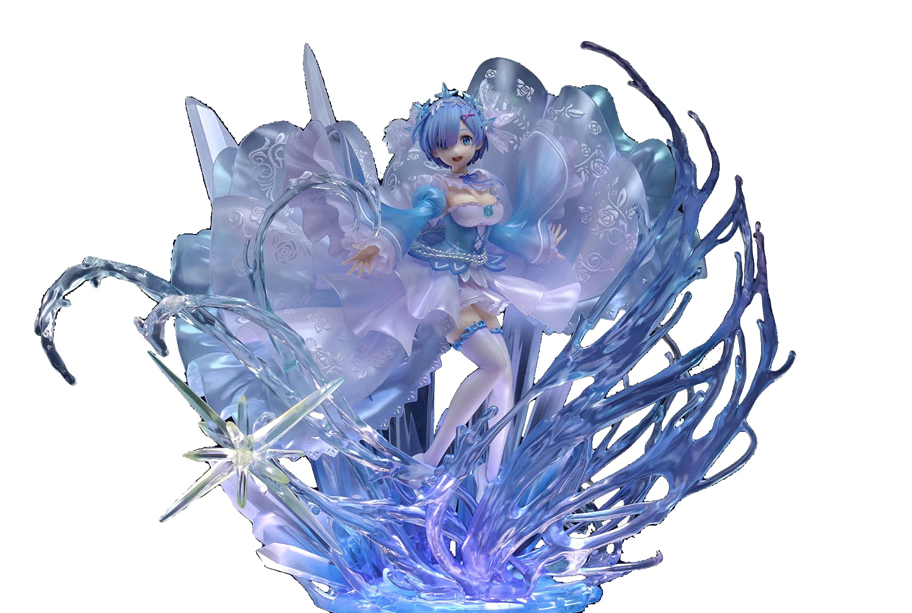 YESTGE 30cm Anime Re:Zero Starting Life in Another World - Crystal Dress Rem PVC Action Figure Collectible Model Doll | Handmade Gift for Anime Fans | Perfect for Display, Gaming Setup & Otaku Collection