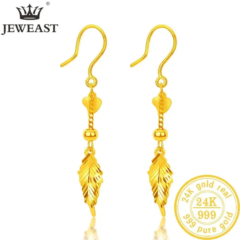 24K Pure Gold Earrings - Real AU 999 Solid Gold Hollow Ball Tassel Earrings for Women | Trendy Fine Jewelry Gift for Birthday, Anniversary & Special Occasions | Elegant Everyday Wear & Party Accessories