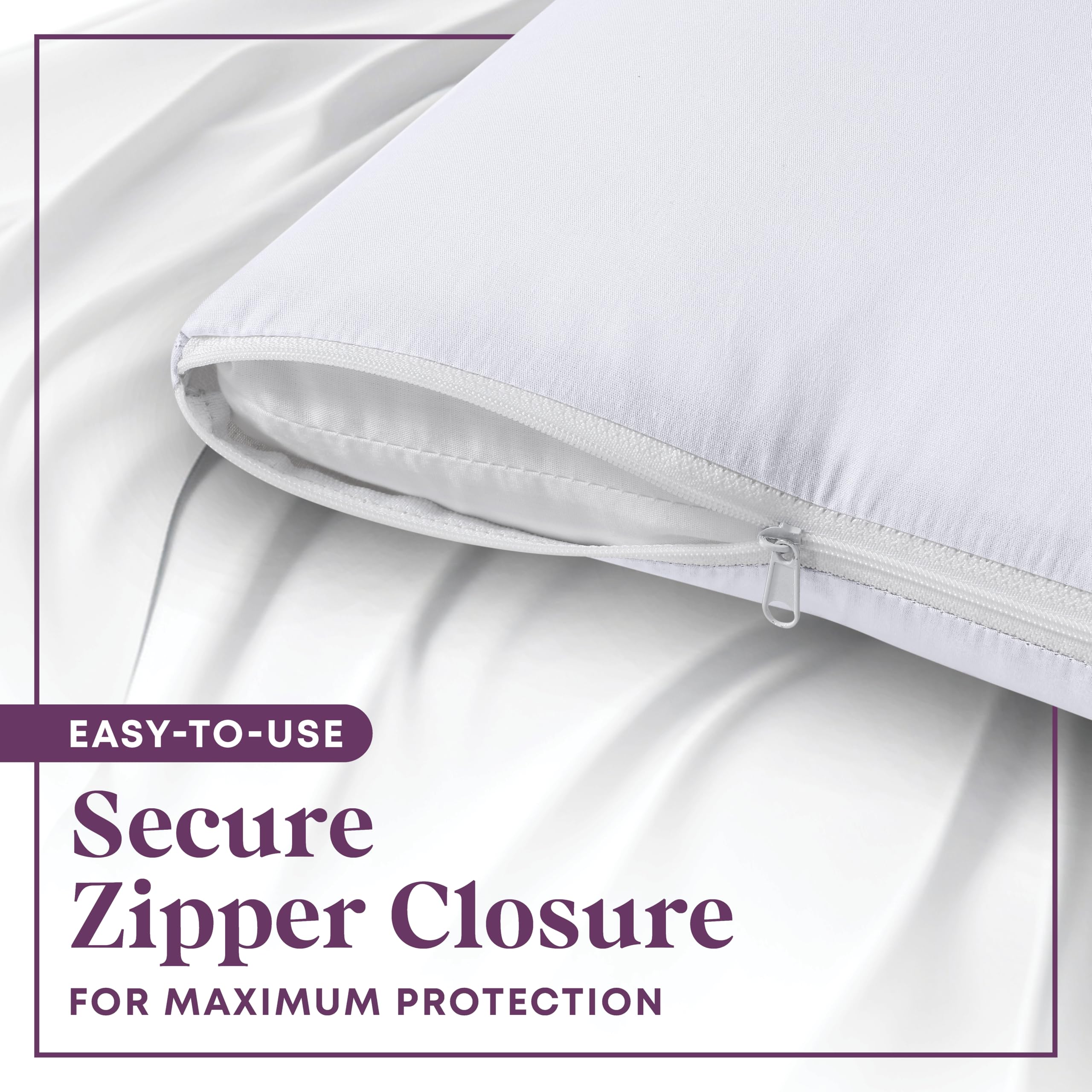 CirclesHome 6 Pack King Size Zippered Pillow Protectors - 100% Cotton Breathable Pillow Covers for Dust & Allergy Protection (20x36 Inches) - Perfect for Bedroom, Guest Room & Travel Use