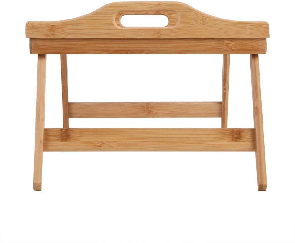 Foldable Bamboo Bed Tray - Adjustable Breakfast Tray, Laptop Desk & Overbed Table for Eating, Working & Reading in Bed or Sofa
