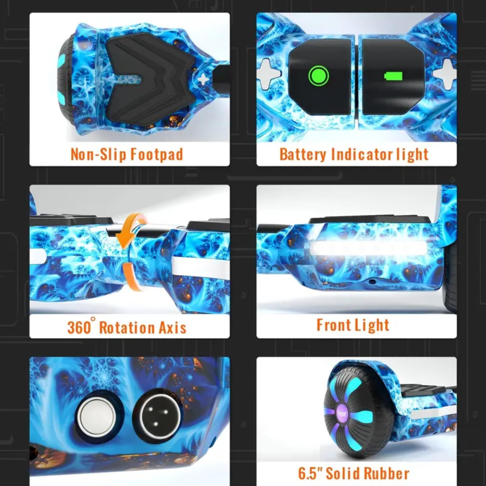Self Balancing Scooter with Bluetooth & Colorful LED Lights - Electric Hoverboard for Kids, Teens & Adults - Perfect Gift for All Ages - Ride to School, Park & Outdoor Adventures