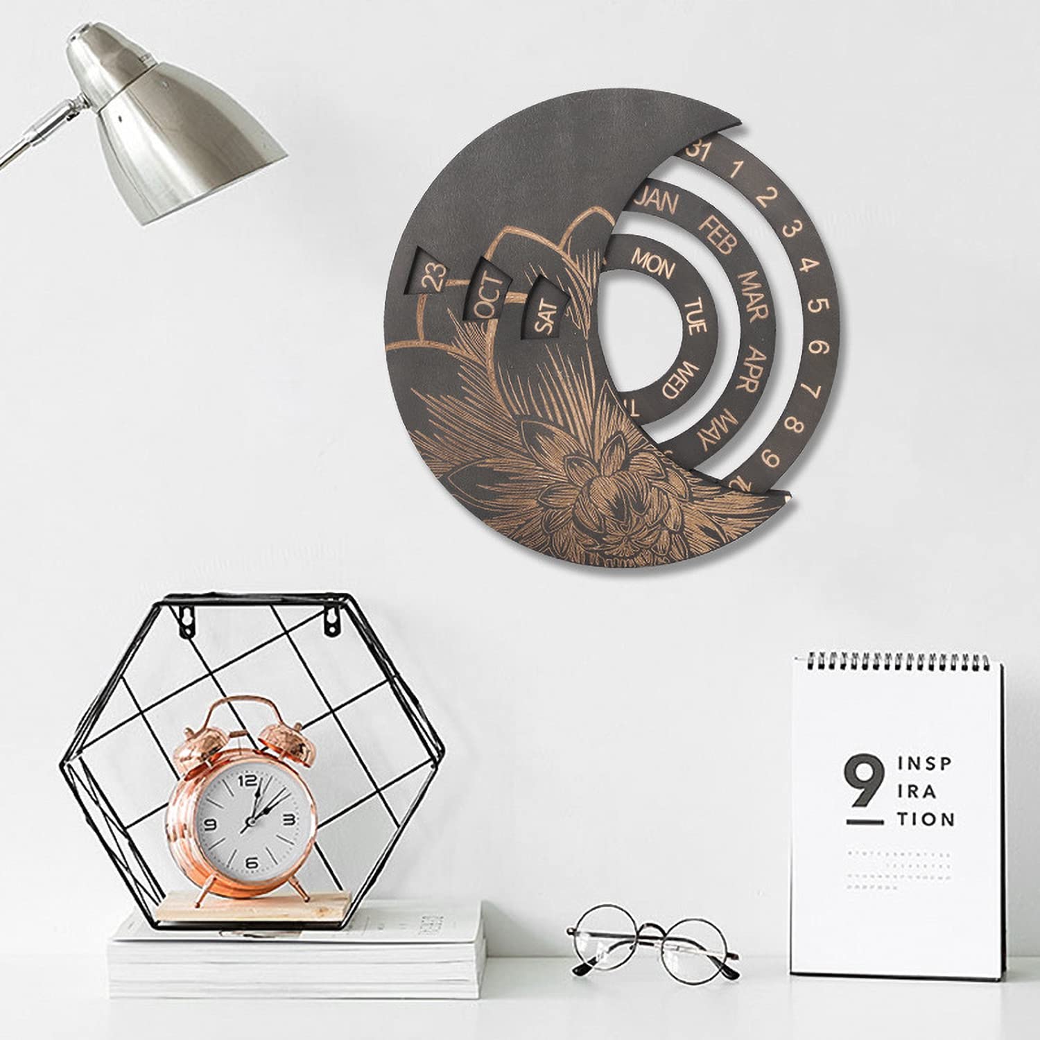 Moon Phase Wall Art - Perpetual Calendar Wall Hanging Decor for Bedroom, Living Room, and Office - Stylish Moon Wall Decor for Home and Workspace