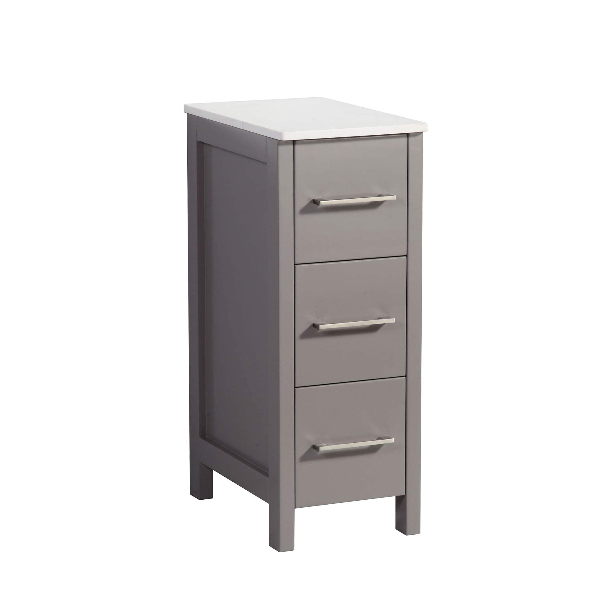 Vanity Art 12 Inch Bathroom Cabinet with 3 Dovetailed Drawers & Ceramic Top - Freestanding Storage Organizer for Bedroom, Bathroom, Entryway - Easy Assembly Small Nightstand (Gray) VA3012-G | Perfect for Small Spaces, Apartment Living & Bathroom Organization