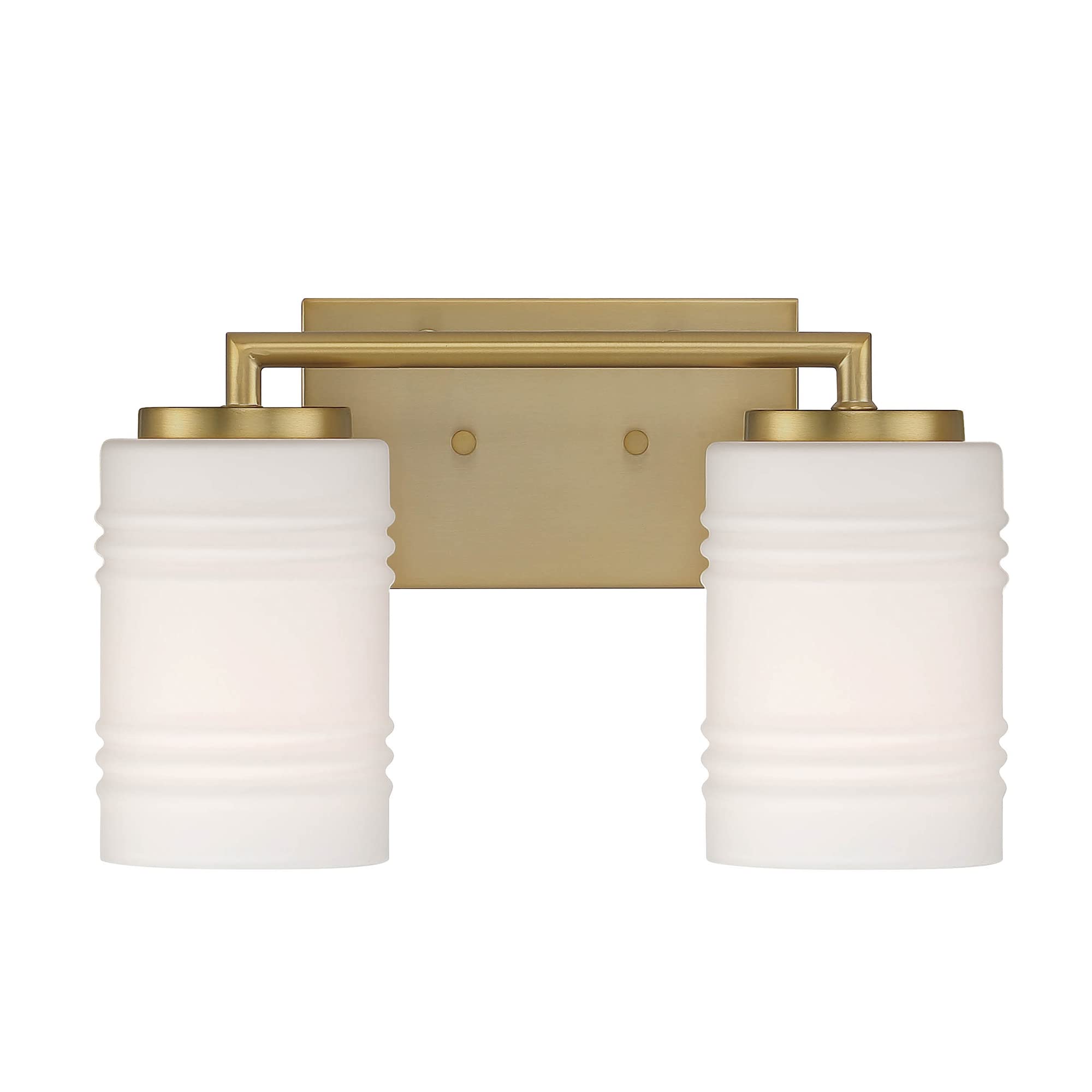 DESIGNERS FOUNTAIN Leavenworth 2-Light Bathroom Vanity Light Fixture in Brushed Gold - Modern Dimmable LED Lighting for Bathroom, Powder Room & Dressing Area (Model D257M-2B-BG)