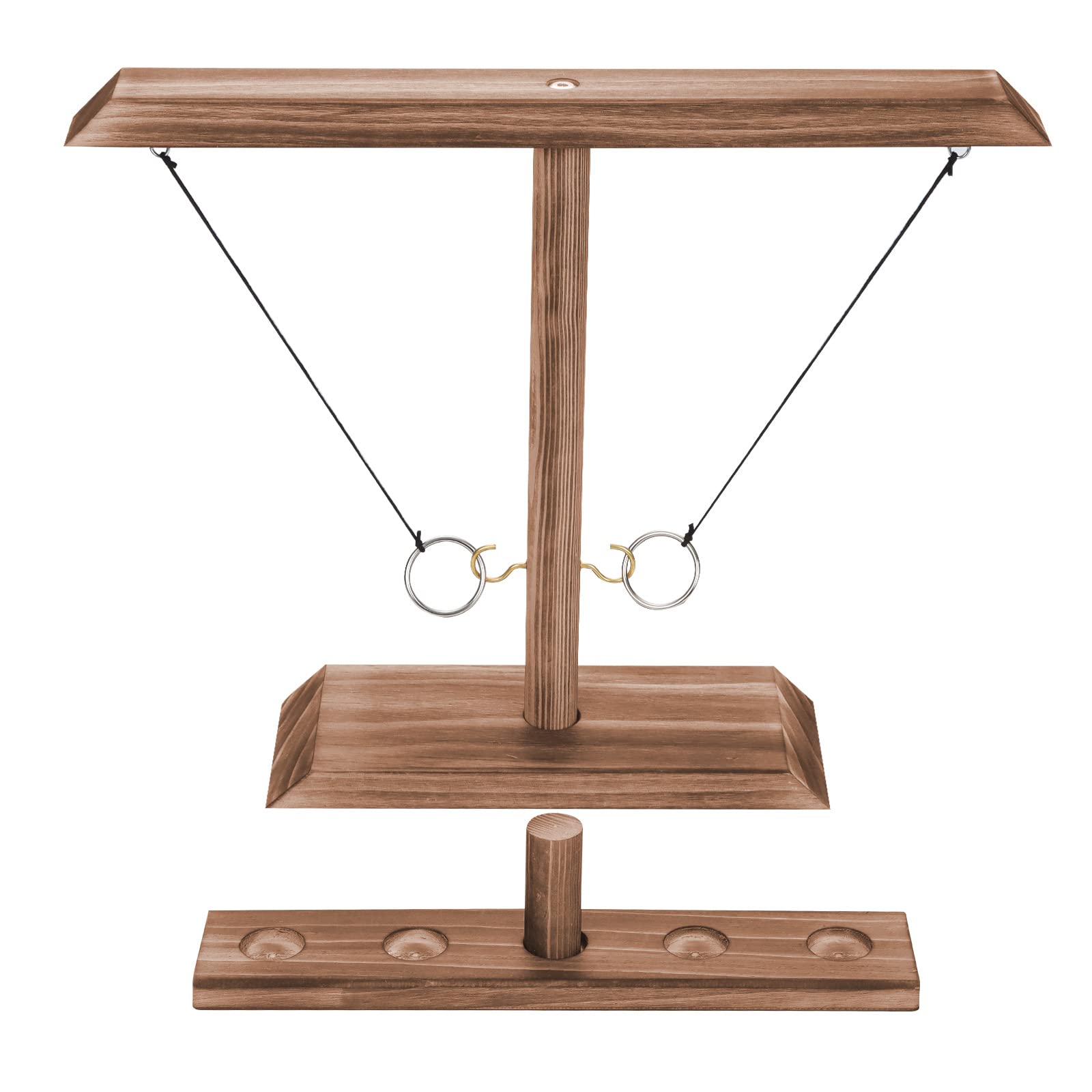 Handmade Wooden Hook and Ring Toss Game - Screw Fixed Ring Toss Set for Indoor & Outdoor Fun - Perfect for Parties, Backyards, Family Gatherings & Game Nights (Kids & Adults)
