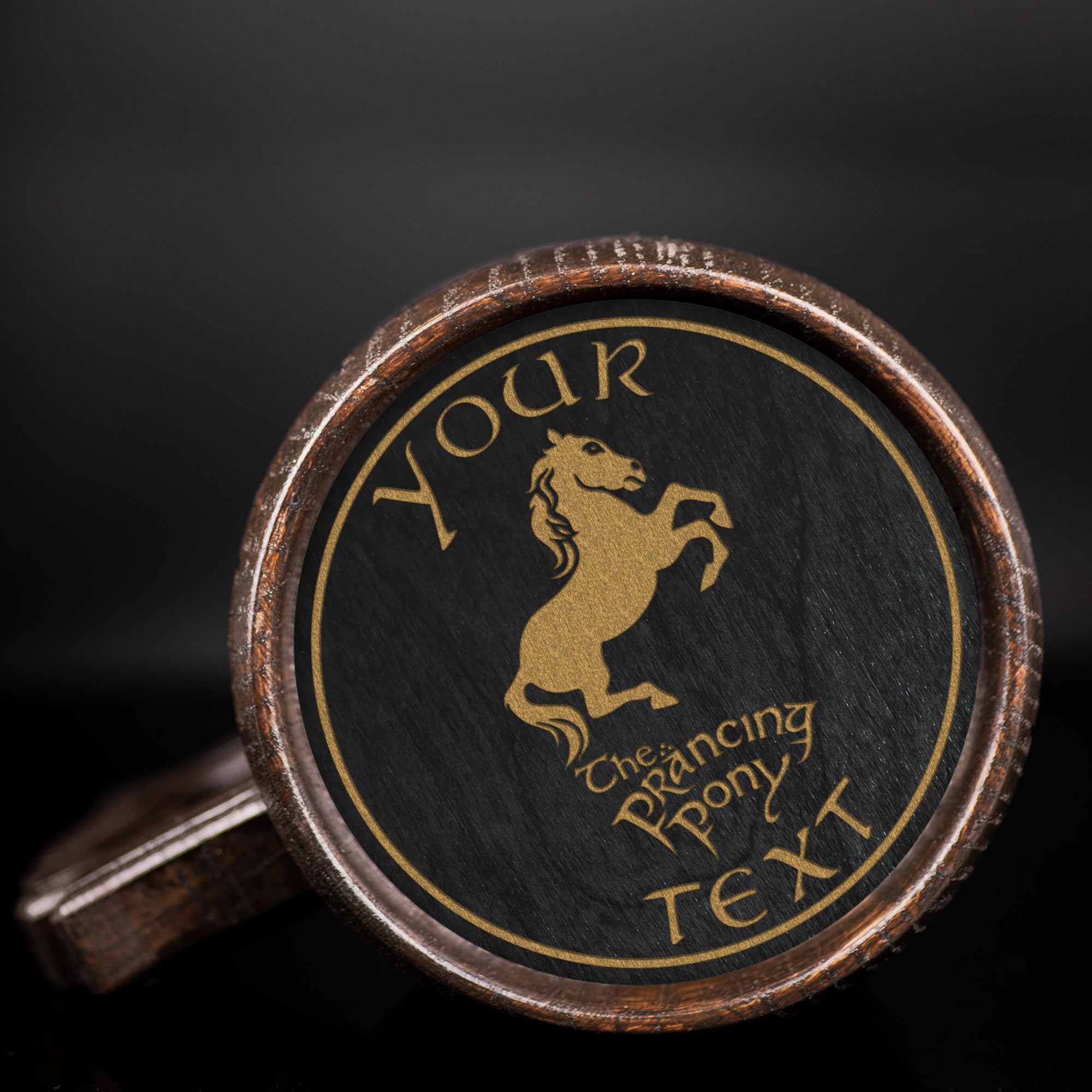 Personalized Lord of the Rings Prancing Pony Beer Stein - Custom Engraved Wooden Tankard Mug for Men, Gamer Gifts, Anniversary & Birthday Present for Him, Dad, Father - Perfect for Weddings, Geek Decor & Fantasy Themed Parties