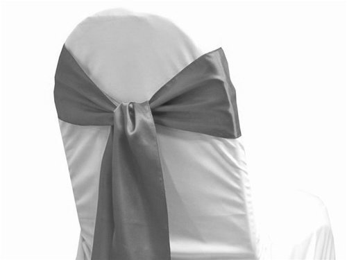 300 Pieces Silver Gray Satin Chair Sashes Bows - Elegant Wedding & Party Decorations for Chairs, Banquets, Bridal Showers & Special Events