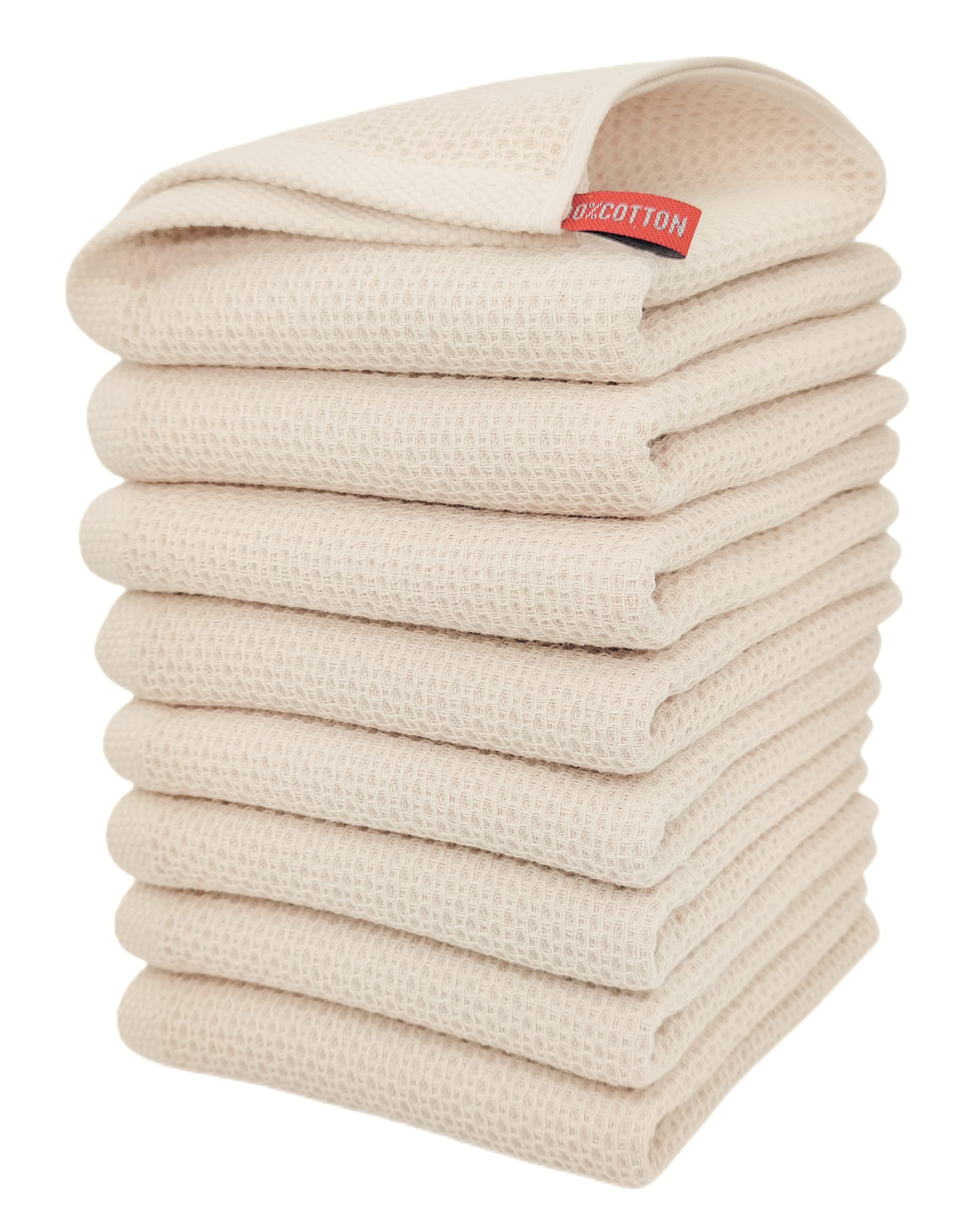 Premium 100% Cotton Waffle Weave Dish Towels - Ultra Absorbent & Soft Kitchen Hand Towels for Cleaning & Drying - 13