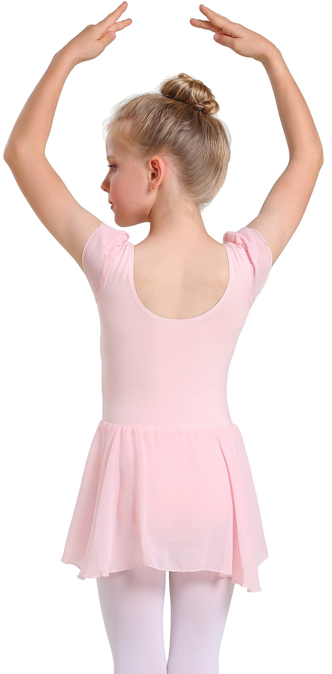 MDNMD Toddler Ballet Leotard with Skirt - Girls Dance Leotard & Tutu Outfit for Ballet, Gymnastics, Recital - Classic Short Sleeve Ballerina Dress for Toddlers - Perfect for Dance Class, Performance & Playtime