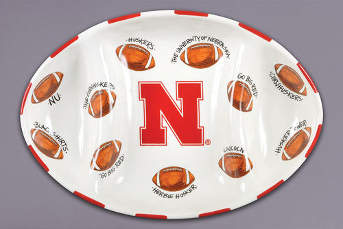 Nebraska Huskers Football Team Themed Ceramic Serving Platter - Perfect for Game Day Snacks, Tailgating & Home Decor