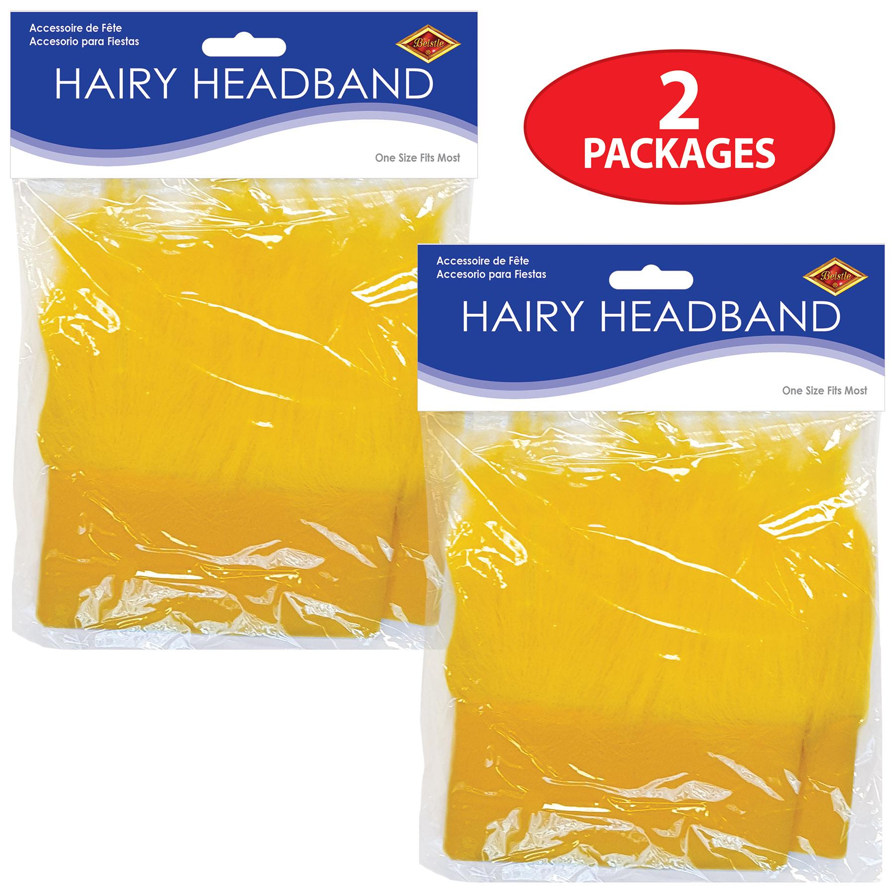 12 Pack Beistle Hairy Headbands - Yellow Fun Costume Accessories for Halloween, Cosplay & Themed Parties