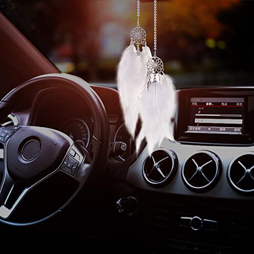 Handmade Zcargel Feather Dream Catcher Pendant - Boho Car Rearview Mirror Decor, Creative Grid Design for Home & Car Accessories | Perfect for Gifts, Meditation Spaces & Road Trip Vibes