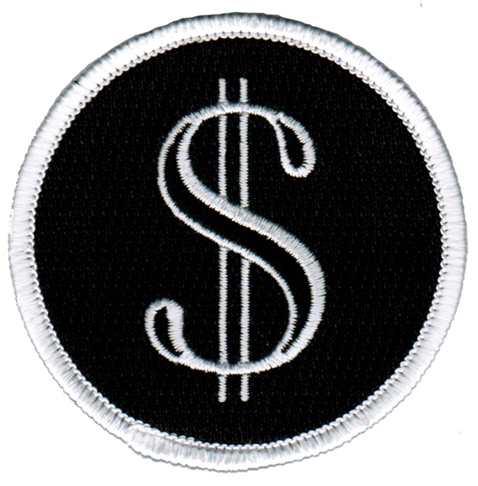 Money Cash Embroidered Iron-On Patch - Dollar Sign Wealth Symbol for DIY Clothing, Jackets, Bags & Costume Design