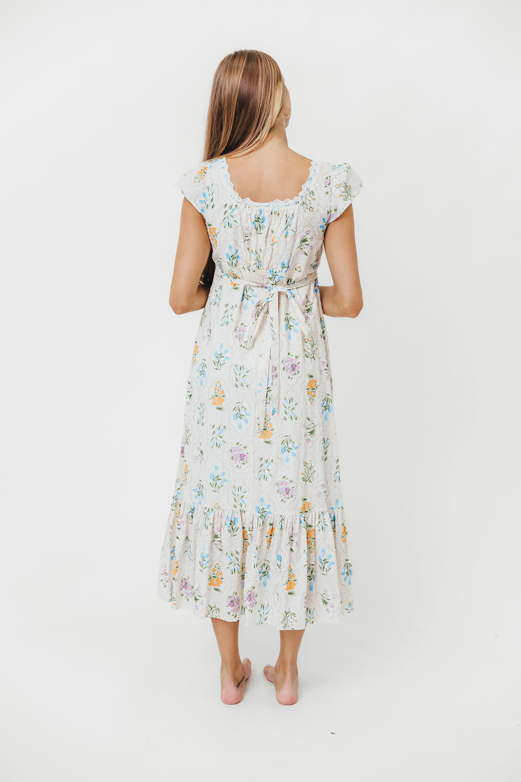 Chala Maxi Dress in Cream Floral - Elegant Long Flowy Summer Dress for Women, Perfect for Beach Vacations, Weddings & Boho Parties