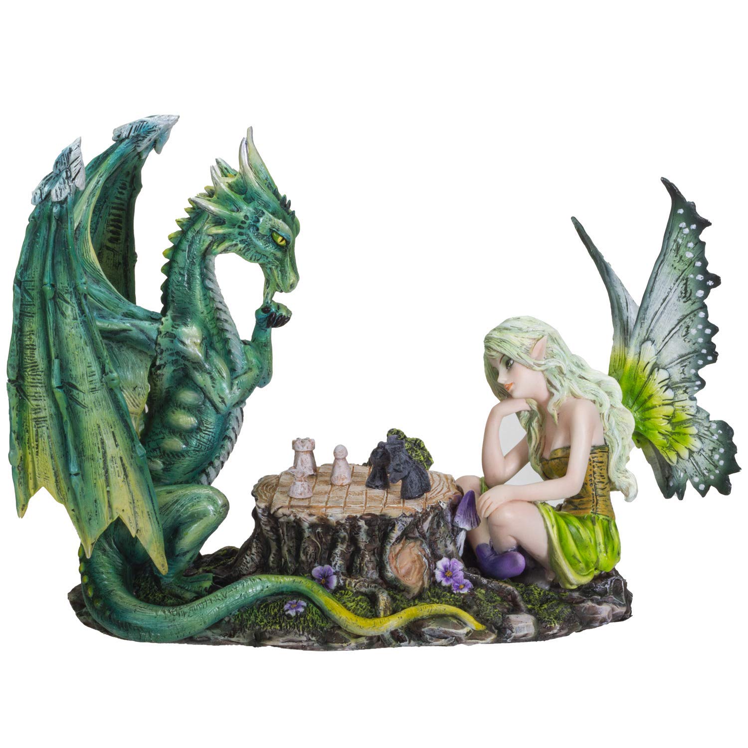 Fairy vs. Dragon Chess War Game Resin Figurine Statue - Pacific Giftware FairyTate - Unique Collectible Chess Piece for Home Decor, Game Room, and Fantasy Lovers
