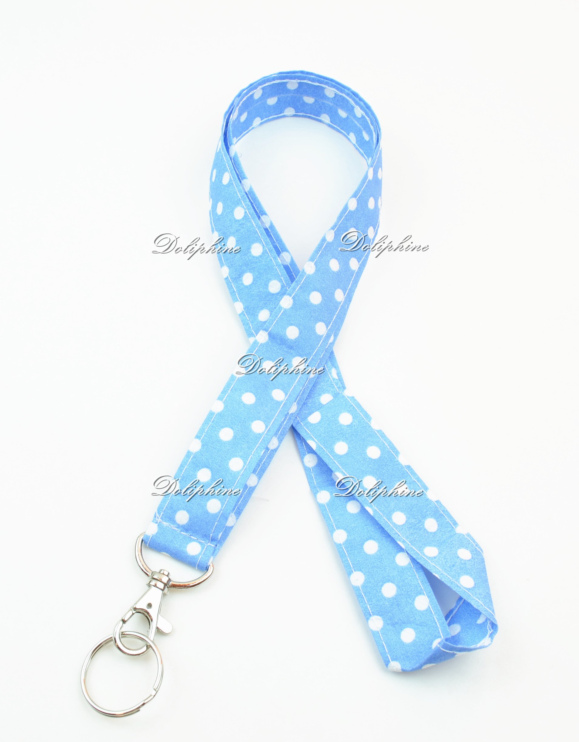Polka Dot Fabric Lanyard with Keychain - Adjustable ID Badge Holder for Work, School & Events - Secure Key & Phone Holder for Office, Conference & Travel