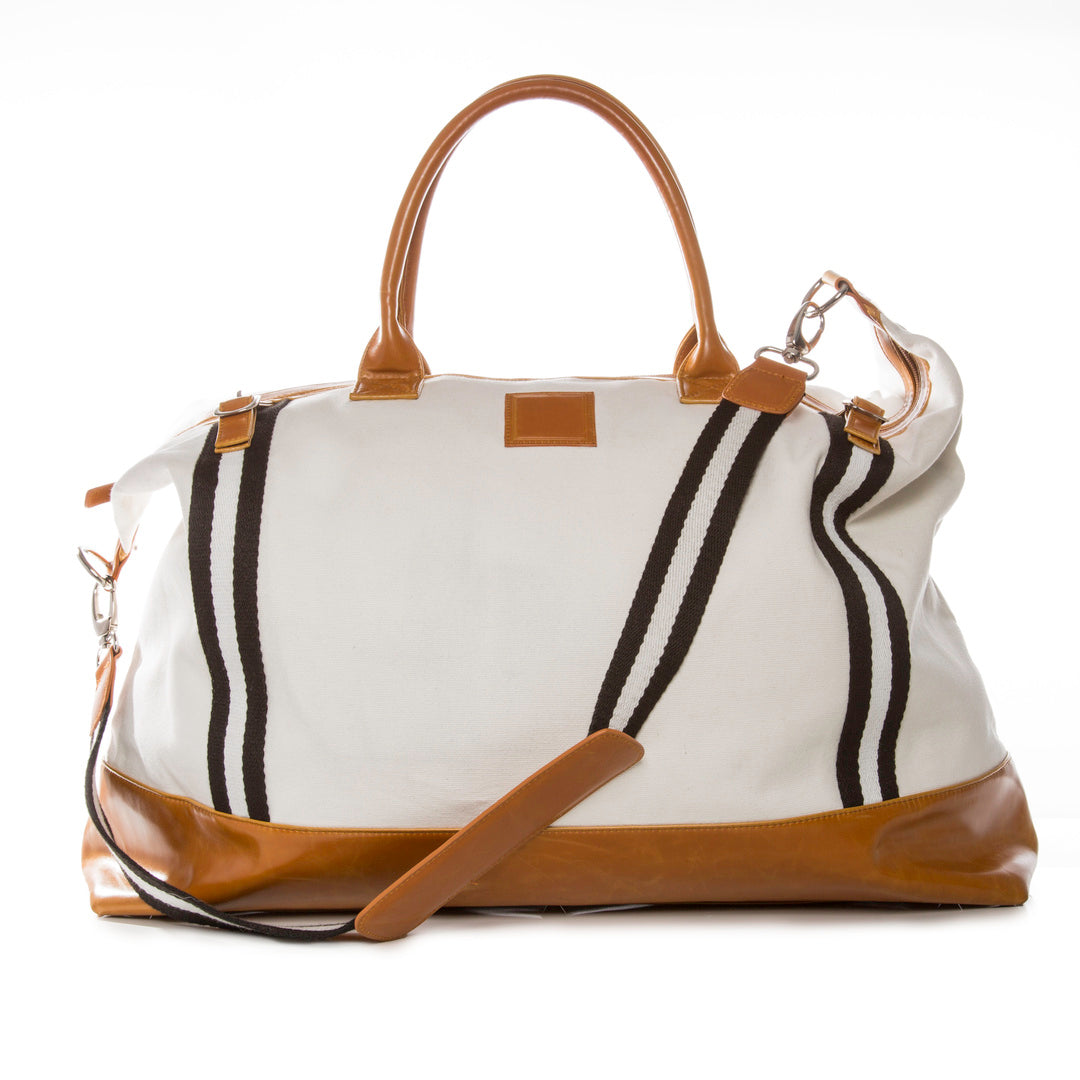 Stylish Hamptons Weekender Bag for Women & Men - Durable Canvas Travel Duffel with Spacious Interior - Perfect for Weekend Getaways, Beach Trips & Gym