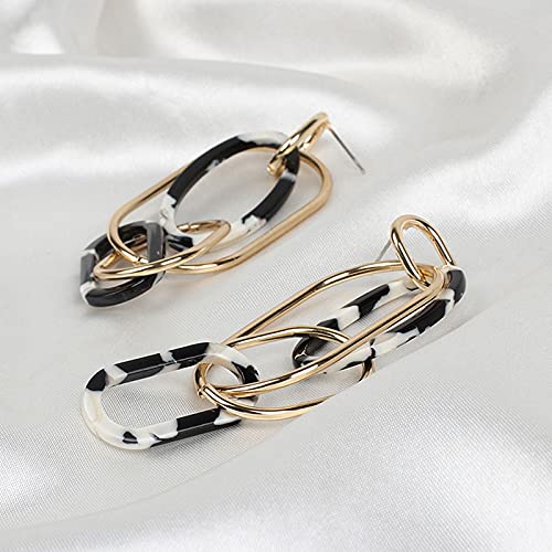 Stylish Acrylic Leopard Print Long Pendant Earrings for Women - Geometric Resin Oval Dangle Earrings - Fashion Statement Jewelry for Parties, Date Night & Special Occasions