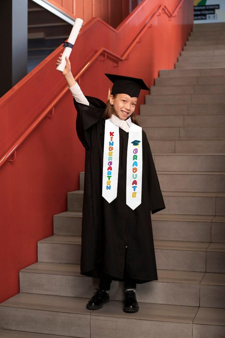 Kindergarten Graduation Sash for Preschool Party Favors - White Class of 2025 Graduation Stole - Perfect for Graduation Decorations, Preschool Ceremonies & Kindergarten Celebrations