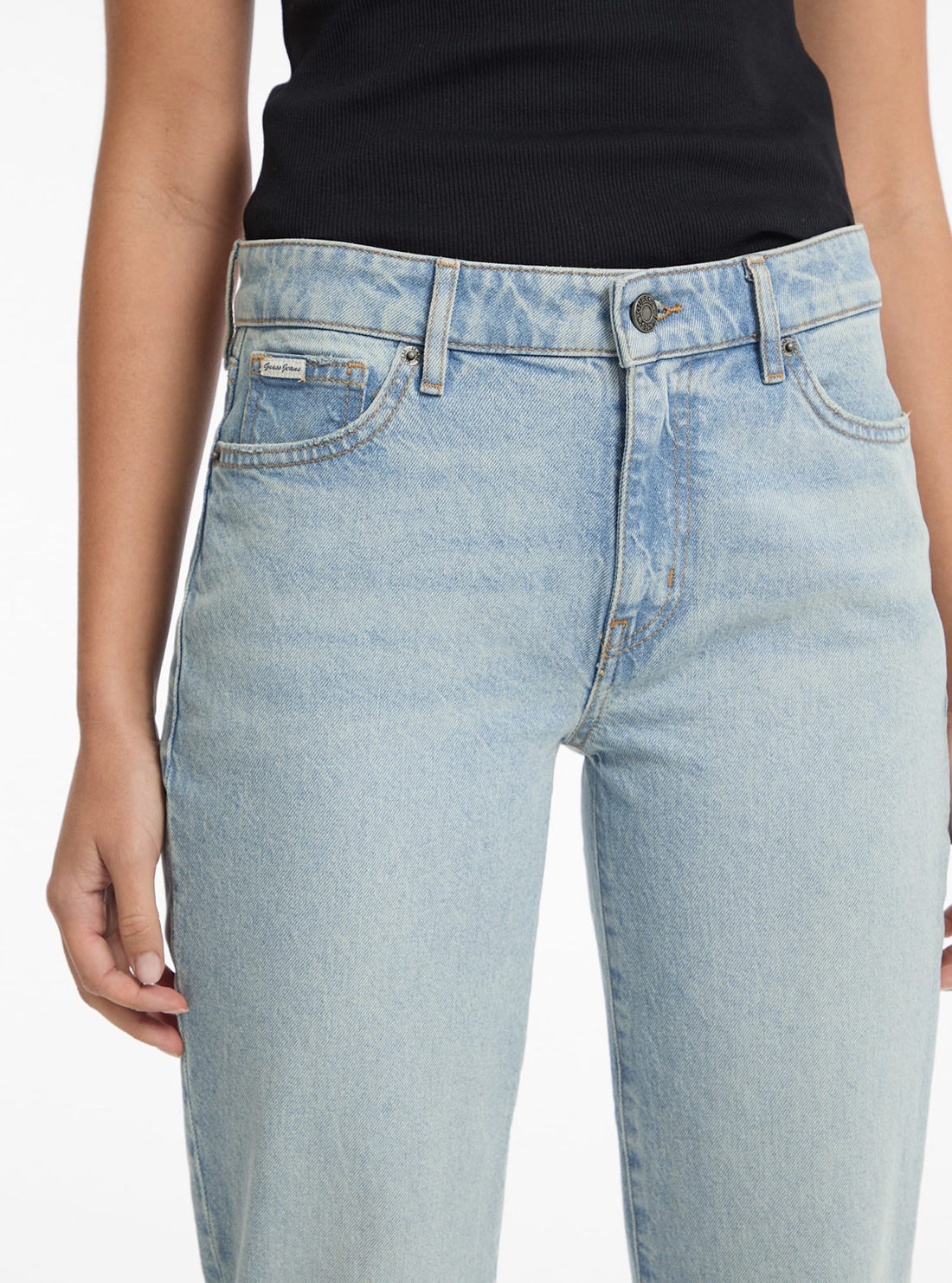 Guess G08 Mid Rise Straight Jeans for Women - Classic Blue Denim Pants | Perfect for Casual Wear, Office & Everyday Outfits