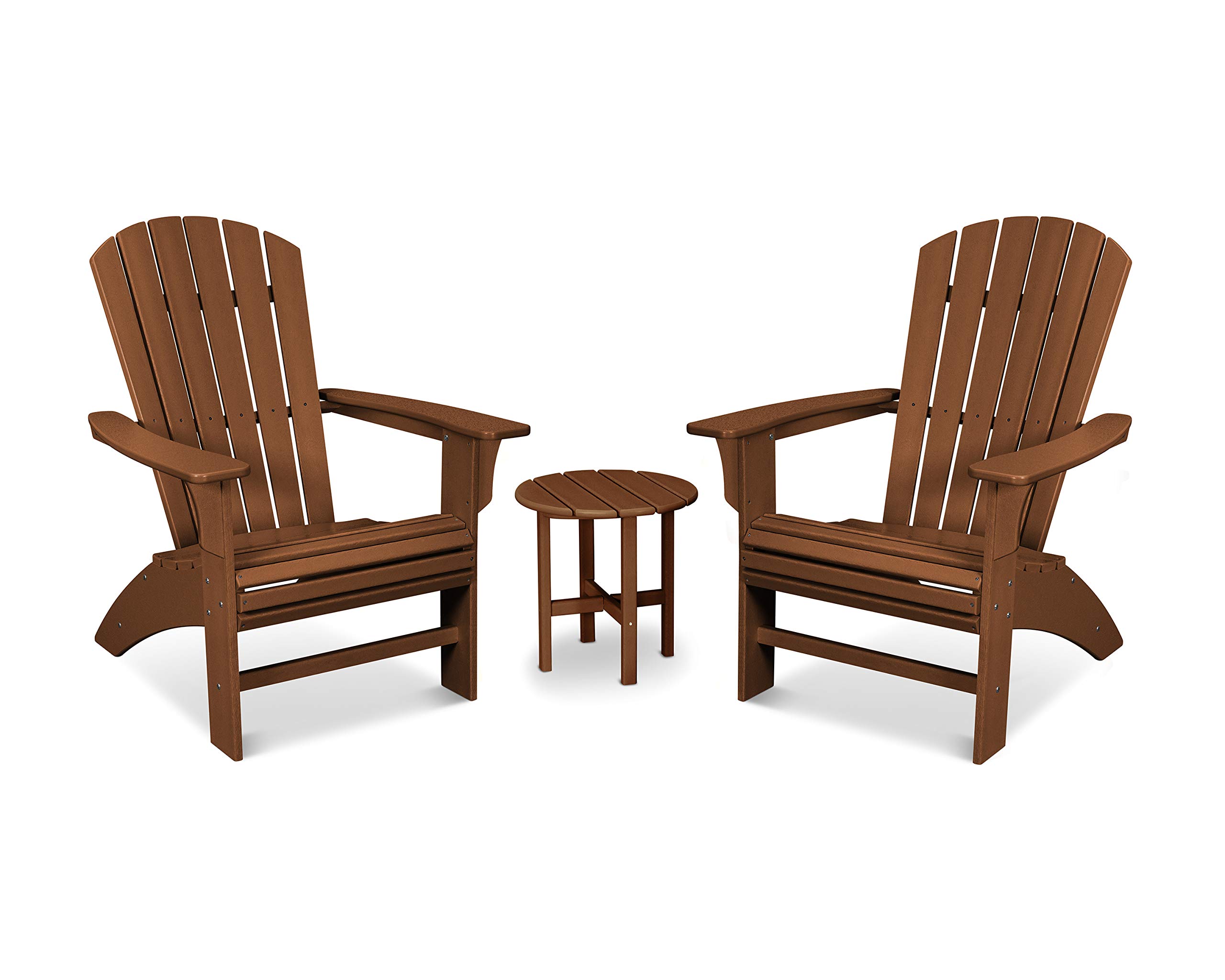 Premium Trex Outdoor Furniture Yacht Club 3-Piece Curveback Adirondack Chair Set with Side Table - Weather-Resistant Patio Seating for Poolside, Garden & Backyard Relaxation