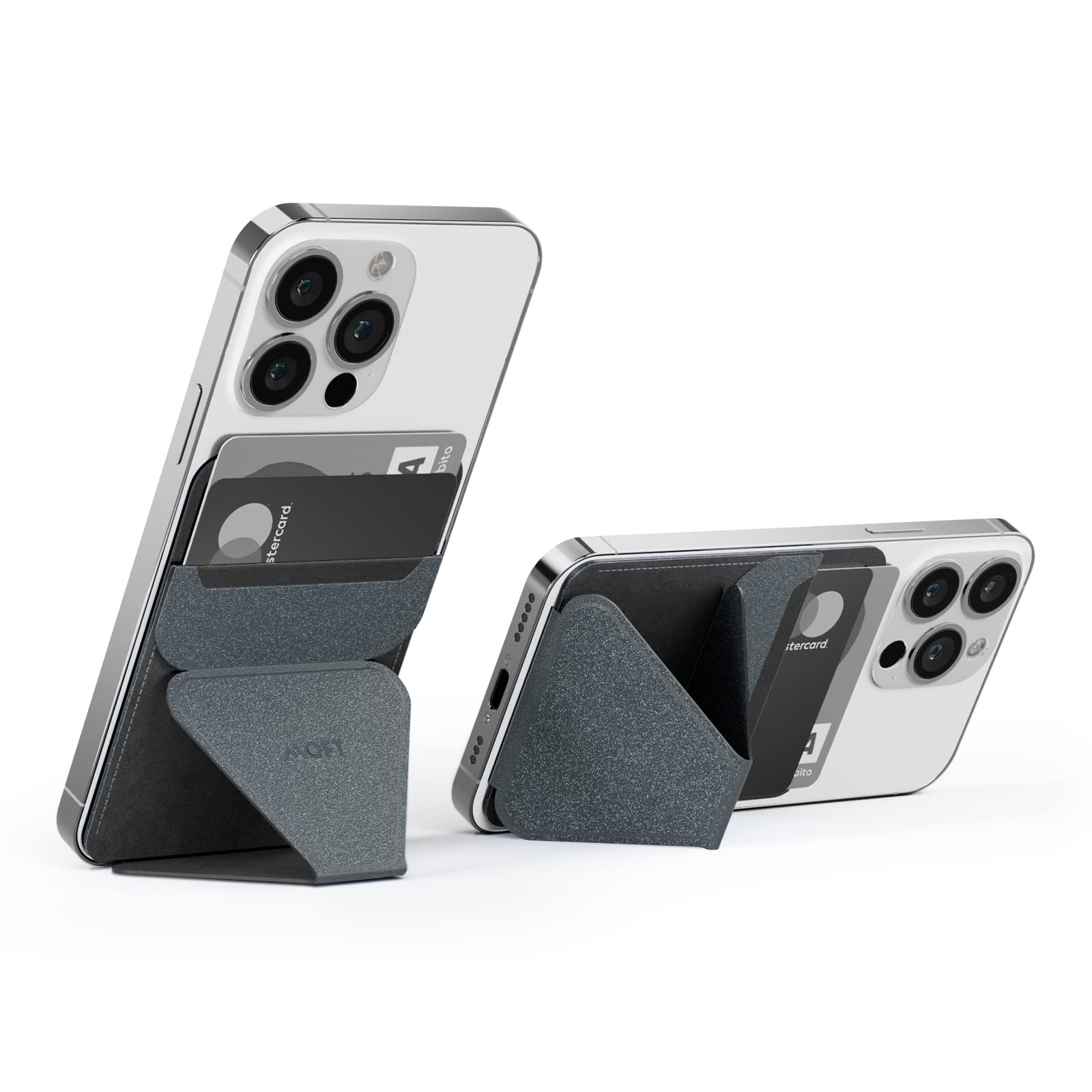 MOFT Universal Phone Stand with 3M Adhesive - Compatible with iPhone, Android & Most Smartphones - 2 Adjustable Viewing Angles - Slim Wallet Stand (Starry Grey) - Perfect for Desk Work, Video Calls, Watching Movies & Hands-Free Use
